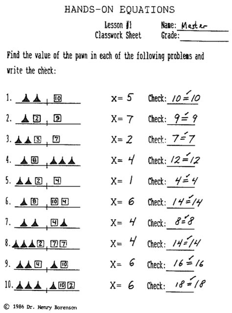 hands-on equations lesson 1 worksheet